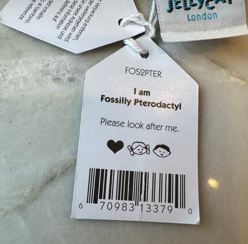 Jellycat Fossilly Pterodactyl Medium - NWT New w Tags Dinosaur Green - Authentic - Picture 10 of 11
