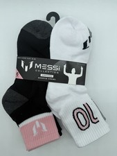 Messi Collection Mens Cushioned Shortie Crew Socks 6 Pair Pack Large