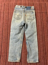 BOYS USED VINTAGE 80S LITTLE LEVI'S ORANGE TAB DENIM BLUE JEANS SLIM SIZE 6