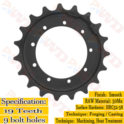 19 Teeth 9 Holes Rear Sprocket For Kubota KX057-4 KX057-5 KX161-3
