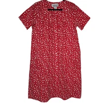 Vintage Anthony Richards ladies size Med house coat Red White Polkadot 