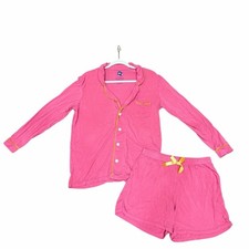    Kickee Pants Women  s Collared Pajama Set   Short Sleeve  Shorts  Pink Size