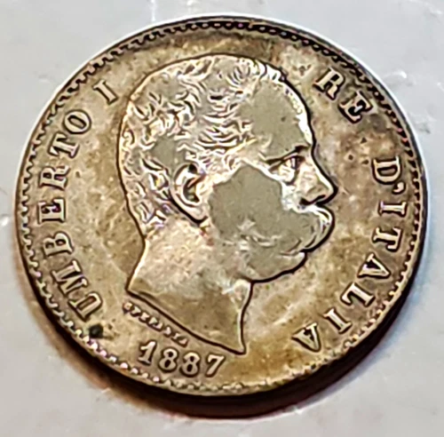 Photo of a 1887 Italy 50 Centesimi (1861-1943) from an eBay listing that sold on Jul 23, 2026