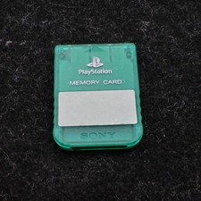 Official SONY PlayStation 1 Memory Card PS1 Console Clear Teal Green SCPH 1020