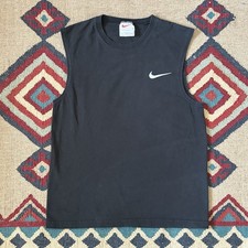 Vintage 90s Nike Sleeveless T-Shirt Boys Youth Medium USA Made Black Crewneck