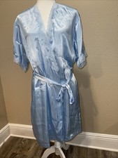 Barbizon Robe Medium Poly Satin Medium M Baby Blue Lightweight