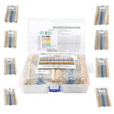 3120pcs 156 Values Metal Film Resistor Kit 1 Ohm-10M Ohm 1/4W 0.25 watt  1 ...