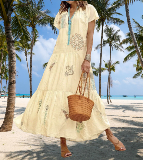 Zara Bloggers Fav Vanilla Embroidered Tiered Maxi Dress Limited Edition sz L