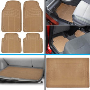 All Weather Heavy Duty Rubber Auto Car Floor Mats fits Nissan Sentra - Beige
