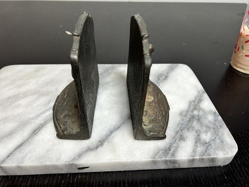 Antique HUBLEY CAST IRON BOOKENDS ANGELUS 1920’s Office Den Desk Home Decor 4.5 - Picture 9 of 21