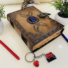 Handmade Vintage Leder Tagebuch Deckle Rand Papier Thripal Mond Stein Tagebuch