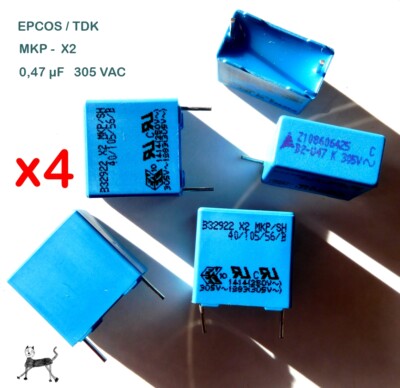470nF 0,47uF 305 VAC (4 Stück) - EPCOS/TDK - X2 Entstörkondensator B32922C3474K