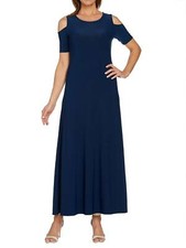 ATTITUDES BY RENEE Size XXS Cold Shoulder Maxi Dress NAVY