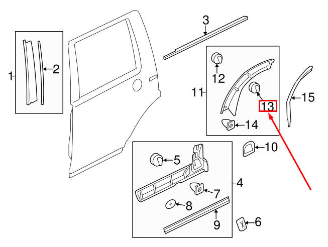 LR DISCOVERY 4 L319 Rear Wheel Flare Lower Molding Clip DYC500110 NEW ...