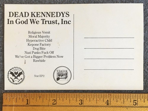 1981 Dead Kennedys In God We Trust Promo Postcard Alternative Tentacles - Picture 2 of 2