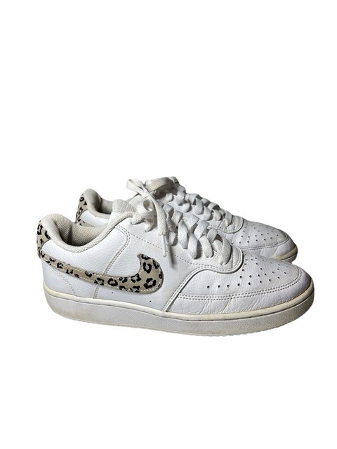 Size 7 - Nike Court Vision Low Leopard Swoosh - White for sale online | eBay