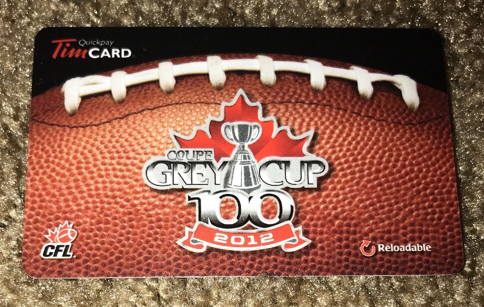 TIM HORTONS GIFT CARD CFL GREY CUP 100 CANADA 2012 NO VALUE #6083 NEW FD31394