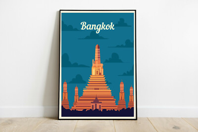 Bangkok Reiseposter, Bangkok Retro Wanddruck, Thailand Vintage Reisedruck