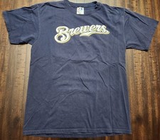Majestic Milwaukee Brewers Chris Capuano Shirt Mens Large Blue