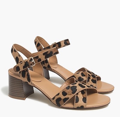 leopard low block heel
