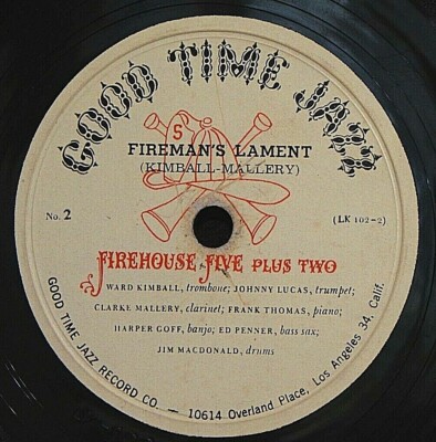Firehouse Five plus Two Fireman's Lament Promo 78 PLAY GRADED Fully Tested