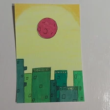 4x6 Inch Acrylic Painting Watercolor Paper Cityscape Title Mars Light Day A1