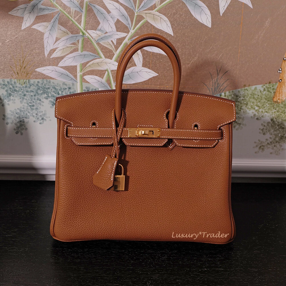 Hermes Gold Brown Togo Gold Hardware Birkin 30 Handbag Bag