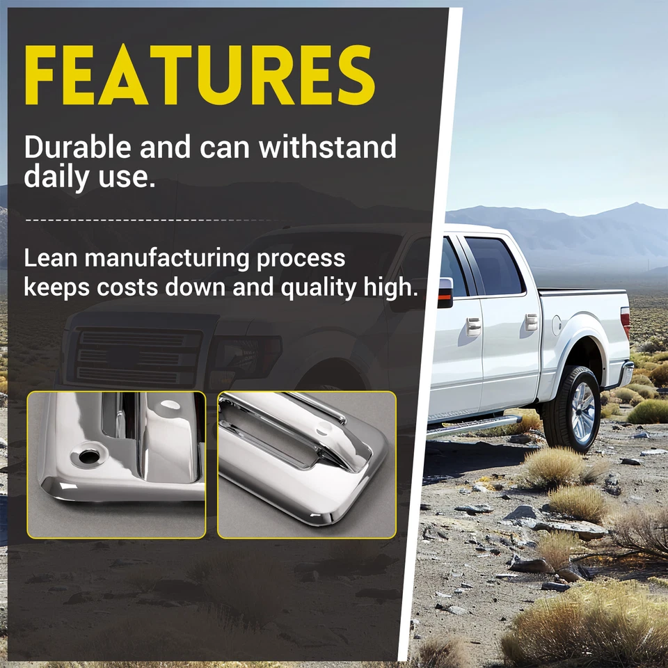 Fits 2004-2014 Ford F-150 F150 Chrome 4 Door Handle + Tailgate Handle Covers - Изображение 2 из 4