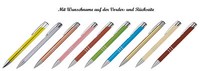 10 Metall-Kugelschreiber Mit Beidseitige Namensgravur - 10 Verschiedene Farben