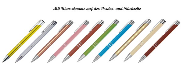10 Metall-Kugelschreiber Mit Beidseitige Namensgravur - 10 Verschiedene Farben-image