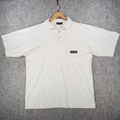 Napapijri, Napapijri Polo Shirt Mens Large Off White Spell Out Logo Hiking Made In Italy