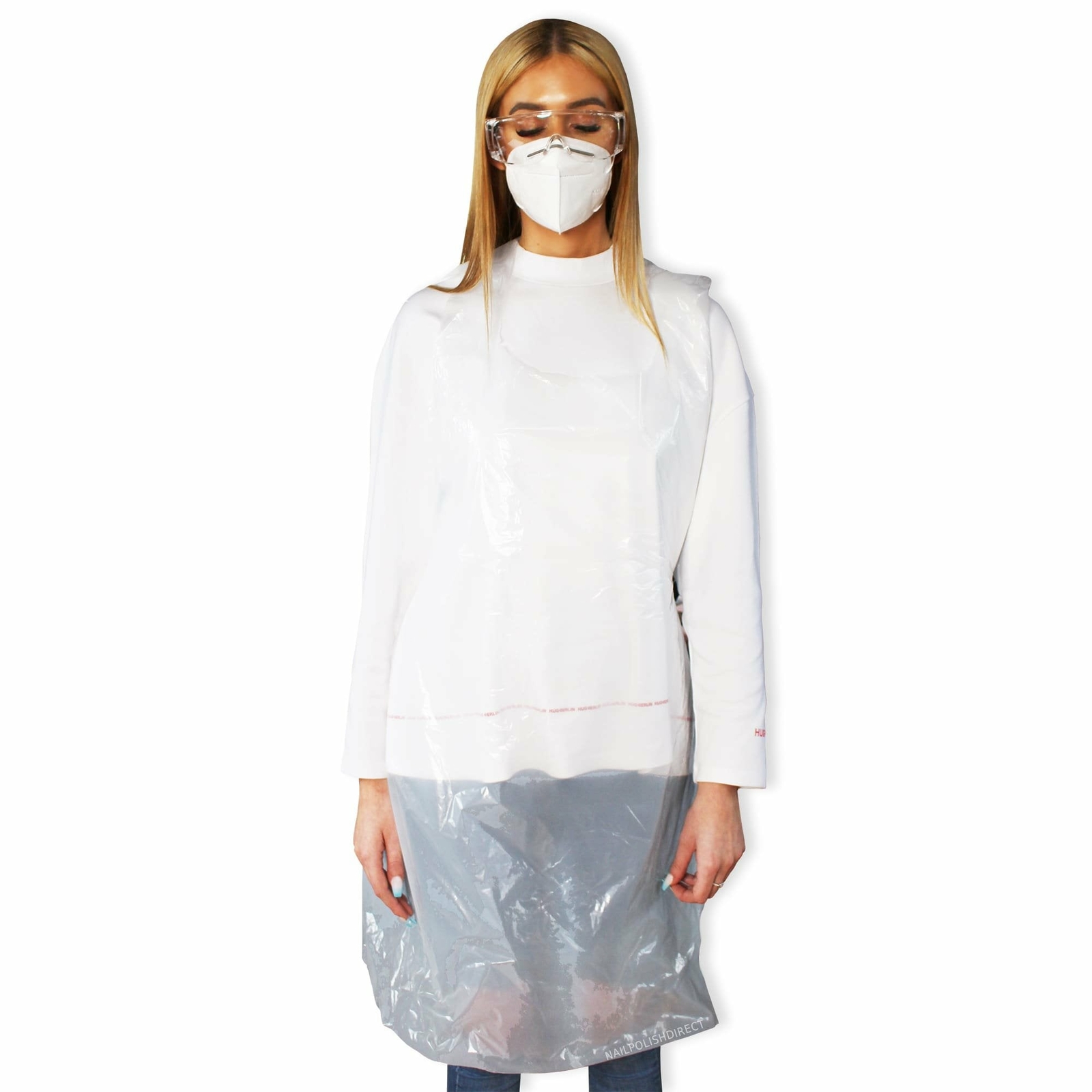 Outlet Salon Professional PPE Disposable Polythene Apron - White (10 Pack)