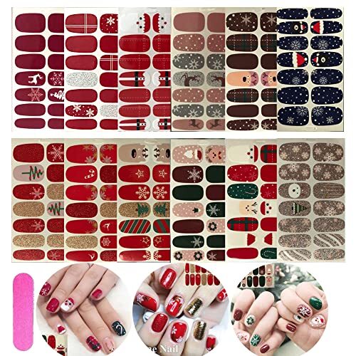 12pcs Nail Art Full-Cover Sticker Nail Art Wrap Christmas Series