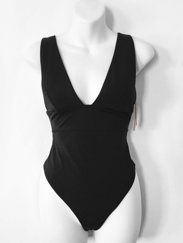 VSC VICTORIAS SECRET Black Deep V One Piece Swimsuit ~ M * NEW NWT - Picture 2 of 8