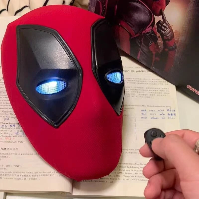 US Deadpool Helmet Mask Movable Eye Headwear Light Up Ring Remote Control New - Image 3 of 4