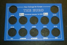 Empty Coin Card Holder for One Euro Coins for the original 12 member states 2002