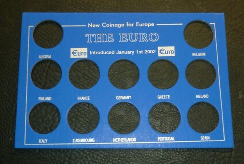 Empty Coin Card Holder for One Euro Coins for the original 12 member states 2002 - Afbeelding 1 van 2