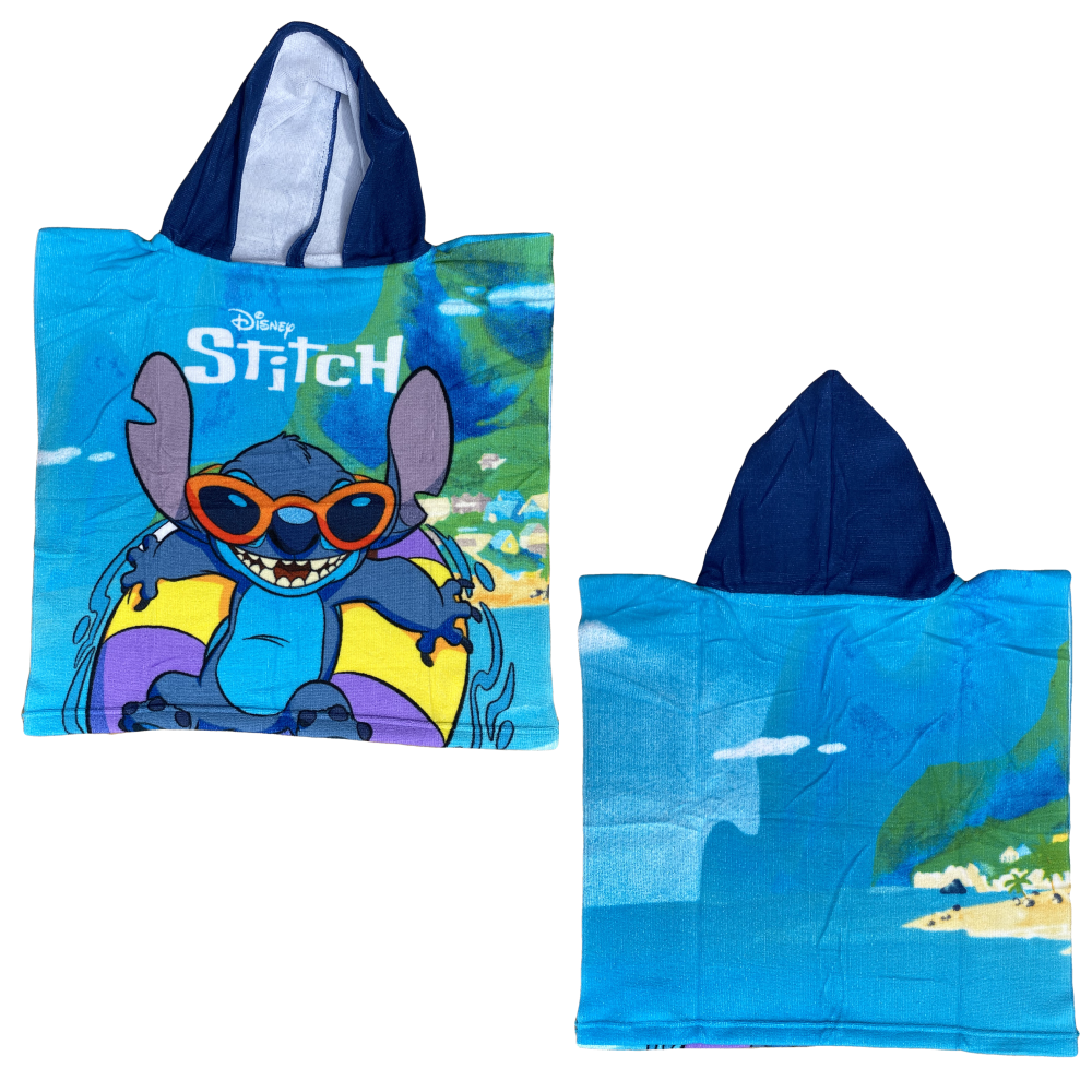 PONCHO MARE STITCH DISNEY IN MICROCOTONE CM. 100X50 100%PL - 2023LILB014