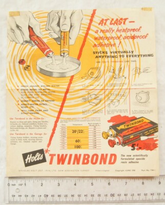 um 1950/60er Jahre Holts Twinbond Shop Werbeplakat