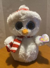 Ty Beanie Babies Beanie Boos “SCOOPS” 2010 White Snowmen 9” DOB 12/25