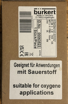 BURKERT D-74653,  00063523 Solenoid Valve, NEW, FREE SHIPPING