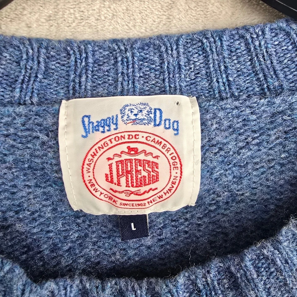 Suéter de Lana J Press Peludo Perro Grande* Azul Cuello Redondo Manga Larga Lana Unisex Foto 2 de 4