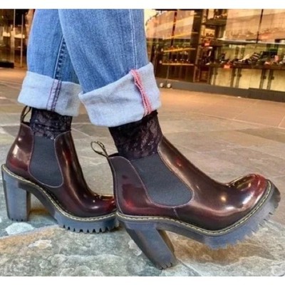 DR. MARTENS Hurston Arcadia Leather Heeled Chelsea Boots Y2K Chukka W7
