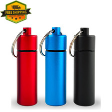 Keychain Medicine Pill Box Case Bottle Holder Waterproof Metal Container 3 Pcs