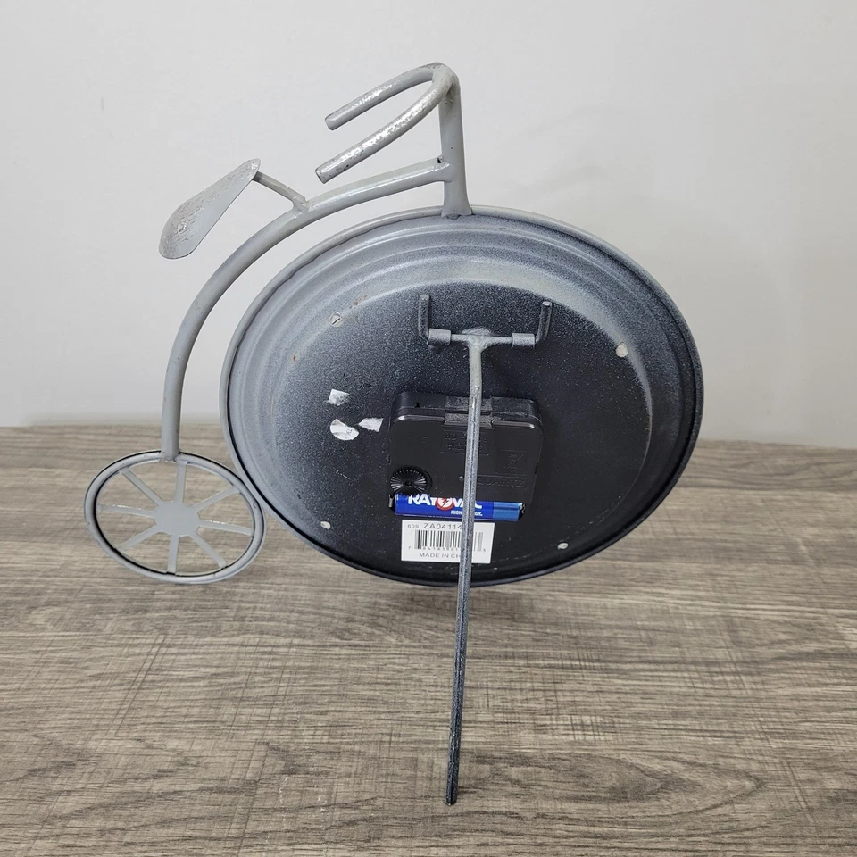 Farmhouse Bicycle Desk Shelf Tabletop Clock Roman Numeral Rustic Shabby Decor - Image 4 of 4