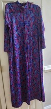 VTG 1970s Elaine Sklar Lingerie Co Purple Paisley Zip Caftan House Dress Robe L