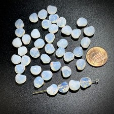 Czech Pressed Druk Fancy Glass Beads White Opal 9x8mm 40pcs CL1107