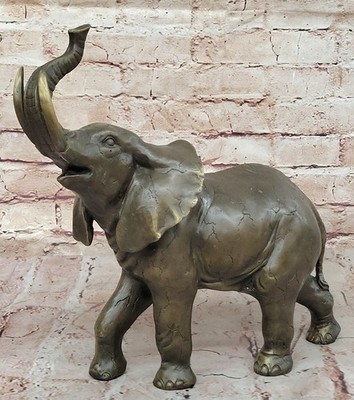 Handgefertigte Museum Qualität Wildlife Tierkunst Elefant Echte Bronze Statue