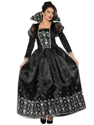 Dunkle Königin Tag der Toten Mexikanische Gothic Totenköpfe Vampir Vampirin Damen Kostüm