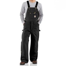Carhartt Quilt-Lined Bib Overalls Duck Zip-to-Thigh R41 Utility Black Men 44x32